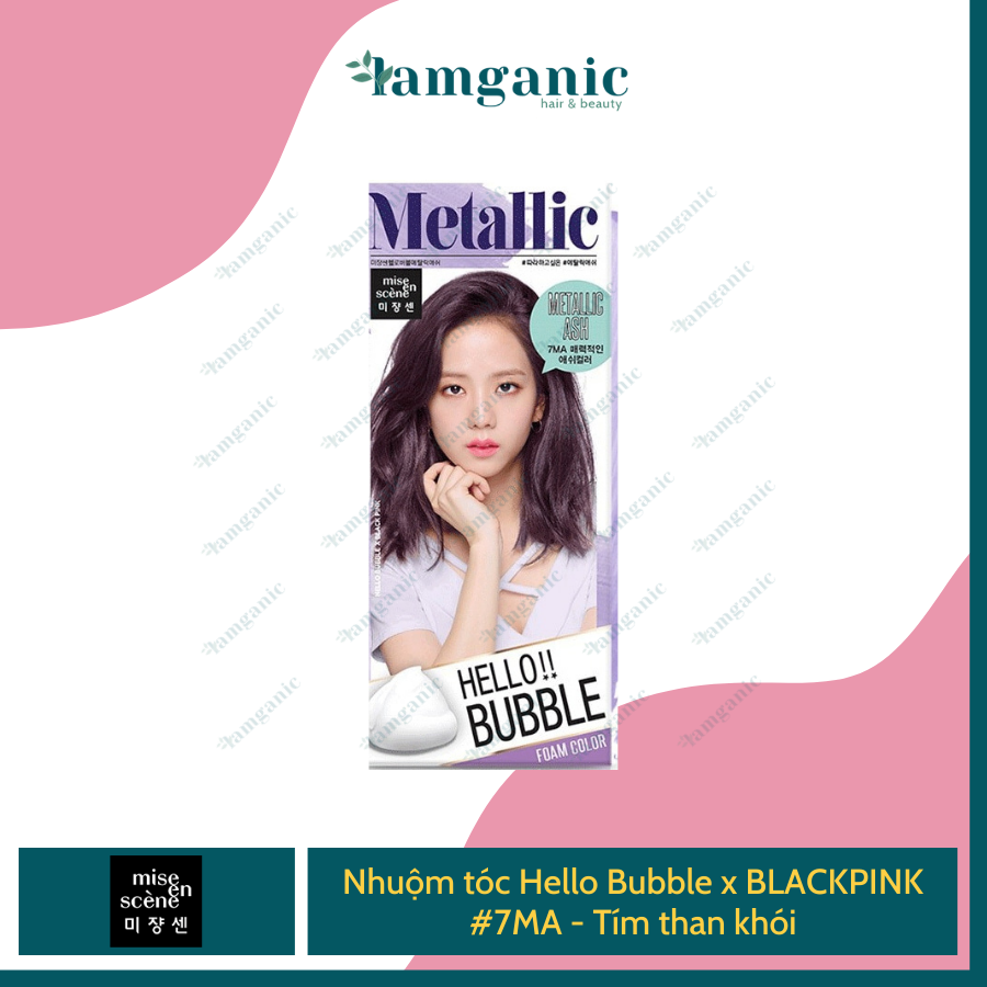 [HCM][Chính Hãng Mise En Scene] Thuốc Nhuộm Tóc Dạng Bọt Hello Bubble Foam BlackPink - Màu Metallic Ash (Nâu tím khói)