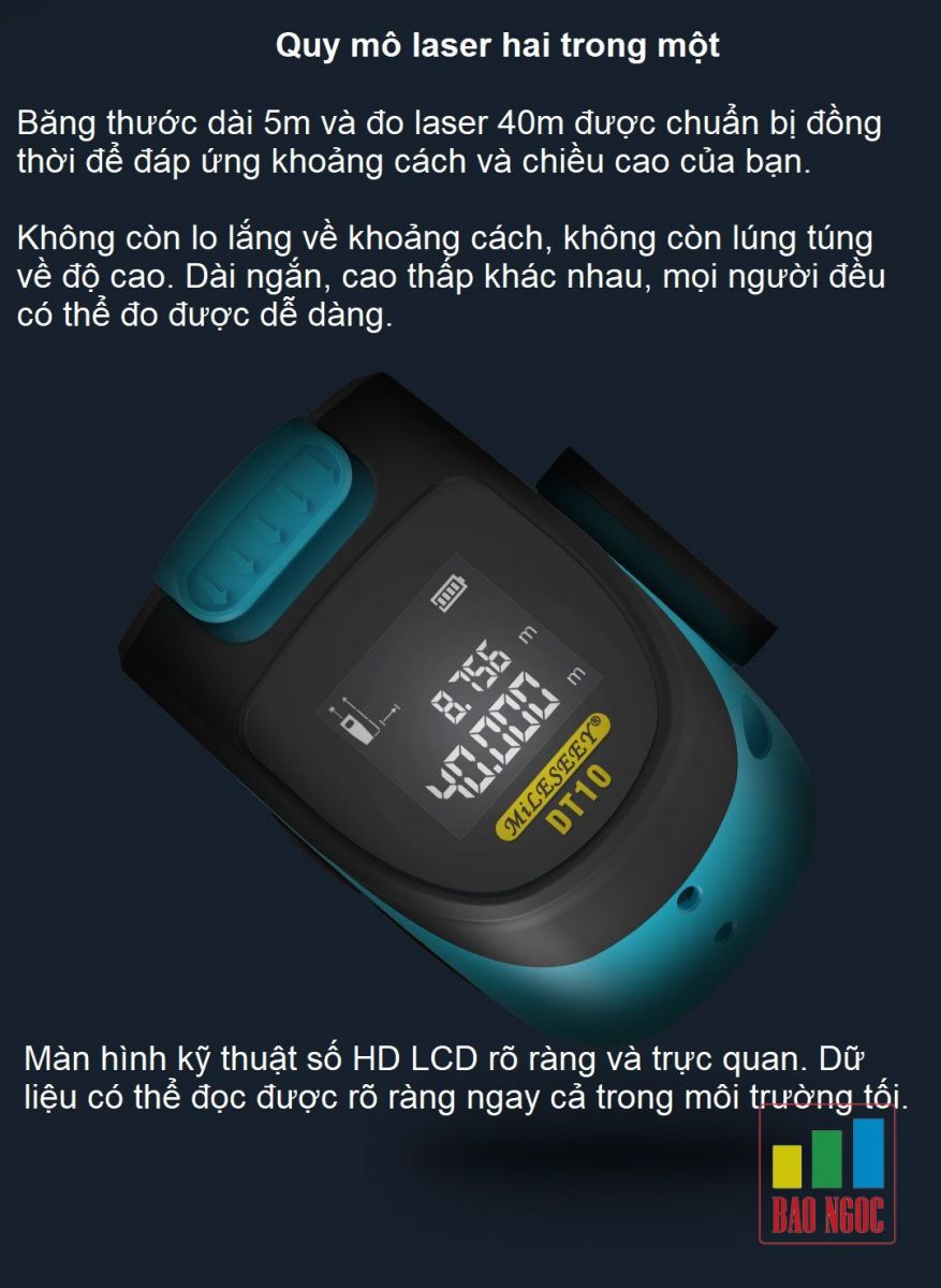 Thước mét tích hợp laser Mileseey DT10