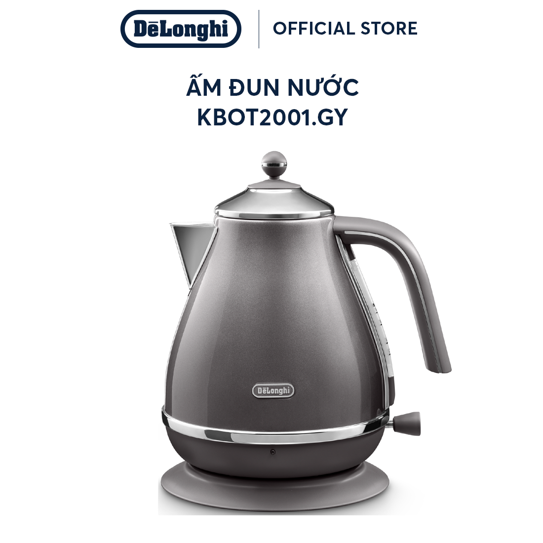 Ấm Đun Nước Siêu Tốc DeLonghi Icona Metallics KBOT2001.GY - Công Suất 2000W