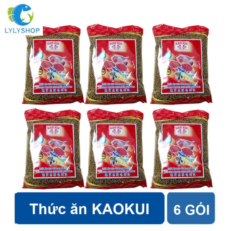 Bộ 6 gói thức ăn cho cá KaoKui dùng cho các loại cá kiểng, cá rồng, cá koi, hồng két.. loại 100gr/gói ( Nâu)