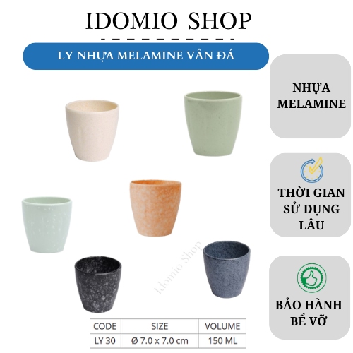 Ly Nhựa Melamine Kiểu Lùn Vân Đá