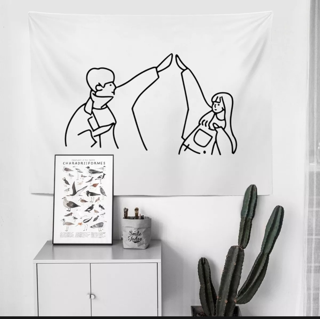[FREE SHIP] [TẶNG KÈM DÂY ĐÈN LED 7m] Tấm Thảm Treo Tường (Trắng Đen Basic) Trang Trí Decor Nội Thất
