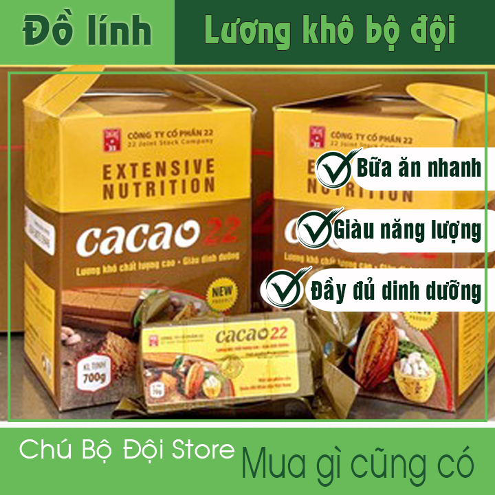 Lương khô cacao22, một sản phẩm của QĐND, thức ăn dinh dưỡng, đầy đủ dinh dưỡng, năng lương cho mọi hoạt động như dã ngoại, du lịch
