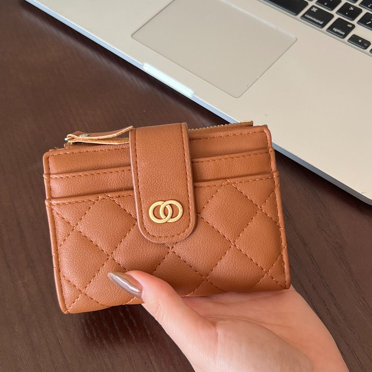 Ví Nữ Ngắn Mini Cầm Tay Đựng tiền Chính Hãng PERFECT FOR YOU Kẻ Caro Xinh Xắn Da Cao Cấp Cực Đẹp TL12 - Tukado