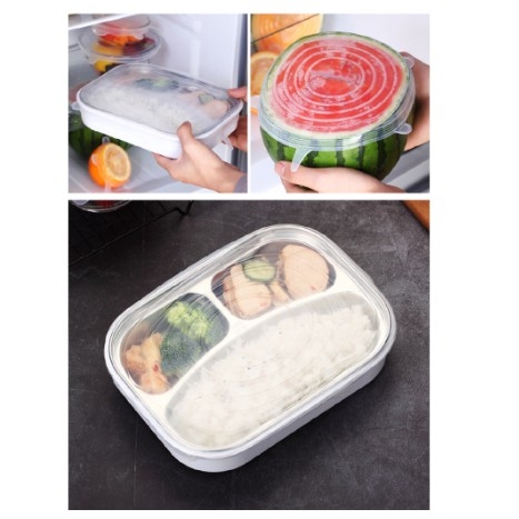 Set 6 Miếng Nắp Đậy Silicon Co Giãn - Bọc Chén, Bát, Thực Phẩm Cần Bảo Quản