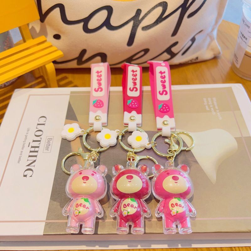 Móc Khóa Gấu Dâu Dây treo Key Chain Đeo Balo