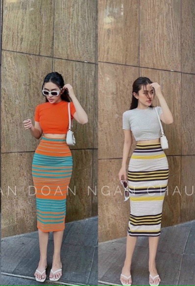 Set Váy Body Phối Chân Váy Sọc tôn Dáng💗💗