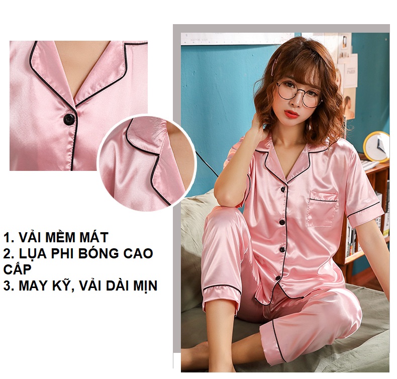 [HCM] Bộ đồ pijama quần dài và áo tay ngắn Cỏ Boutique C093N mặc ngủ mặc ở nhà