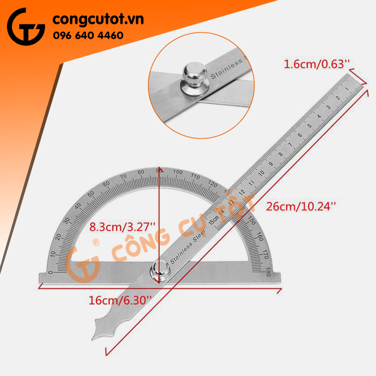 Thước đo góc 180 độ GT707