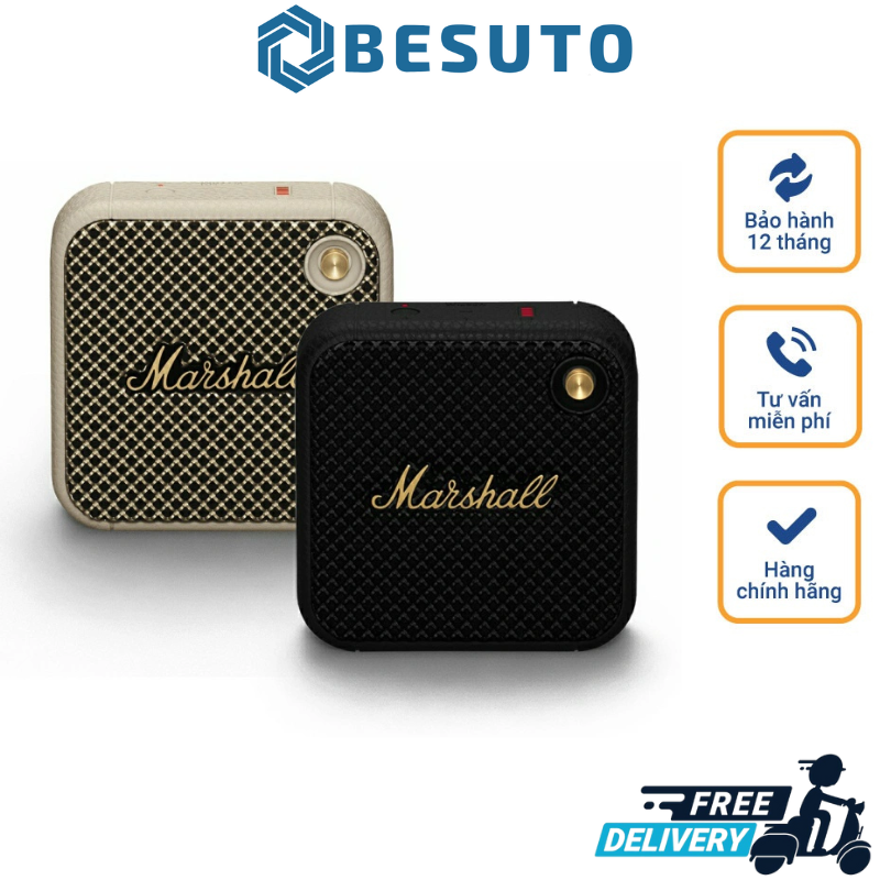 Marshall Willen Portable Bluetooth Speaker, Black & Brass