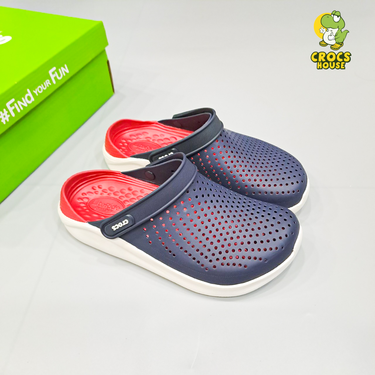 Dép sục crocs literide nam nữ màu navy đỏ đế 3 lớp nhựa EVA siêu êm, dép  crocs xuất khẩu - Crocs house 