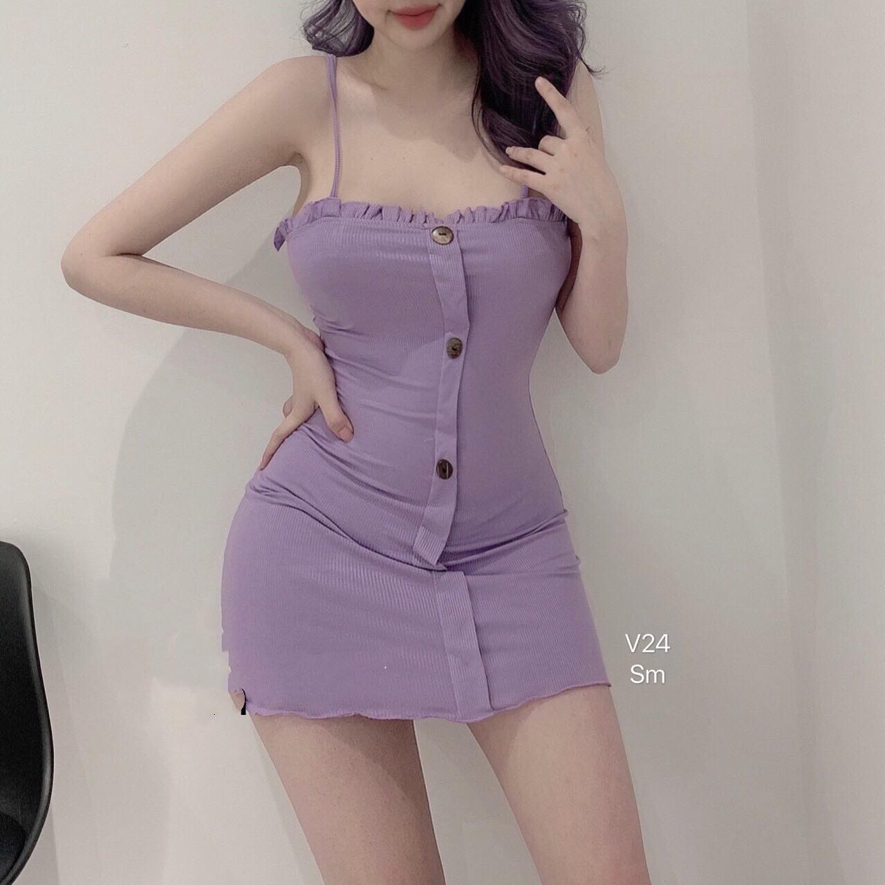 Đầm body 2 dây cúc cuốn biên thời trang XIXO cao cấp sang mịn đẹp thấm hút mồ hôi tốt