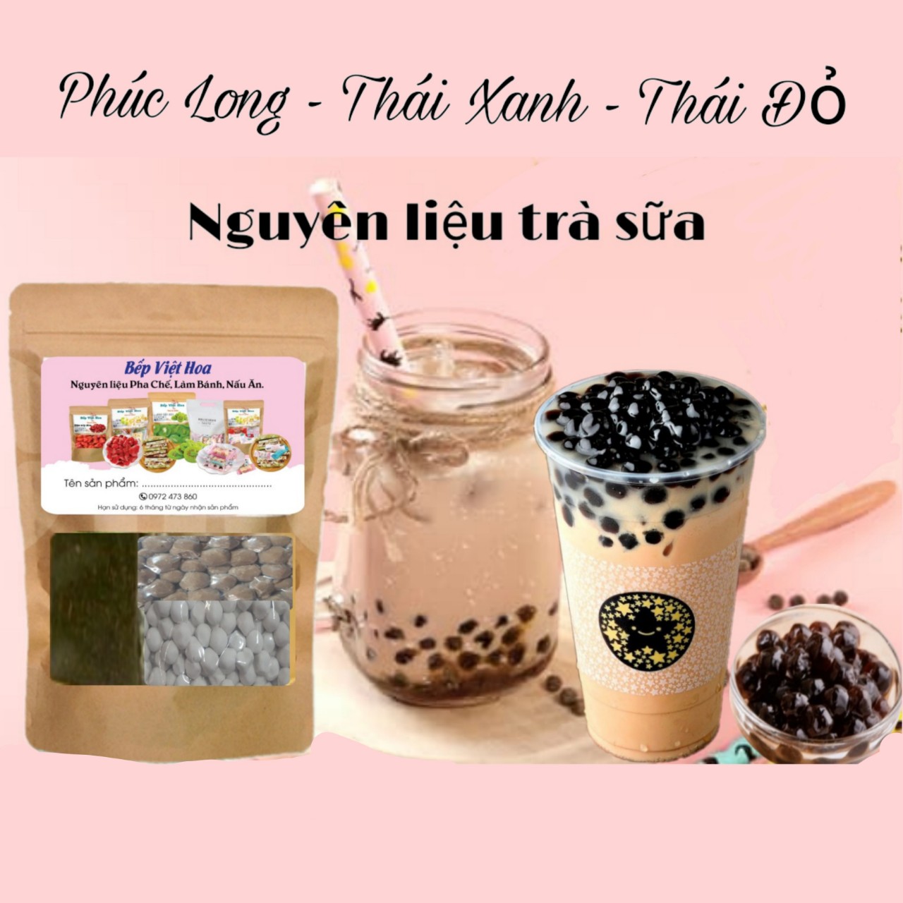 Set nguyên liệu trà sữa tự pha, Trà sữa Phúc Long, trà sữa Thái Xanh, Thái đỏ