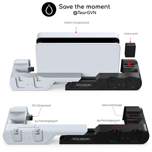 Đế sạc 4 Joy-con và giữ thân máy DOBE cho Nintendo Switch Oled / Switch V1,2