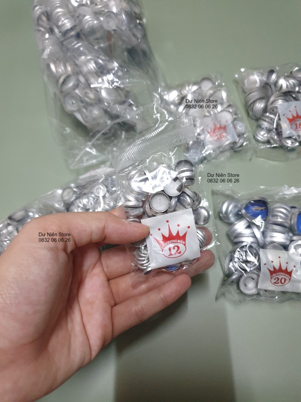 Nút Bọc Vải Đủ Size Chân Nhôm  Gói 50 Nút.