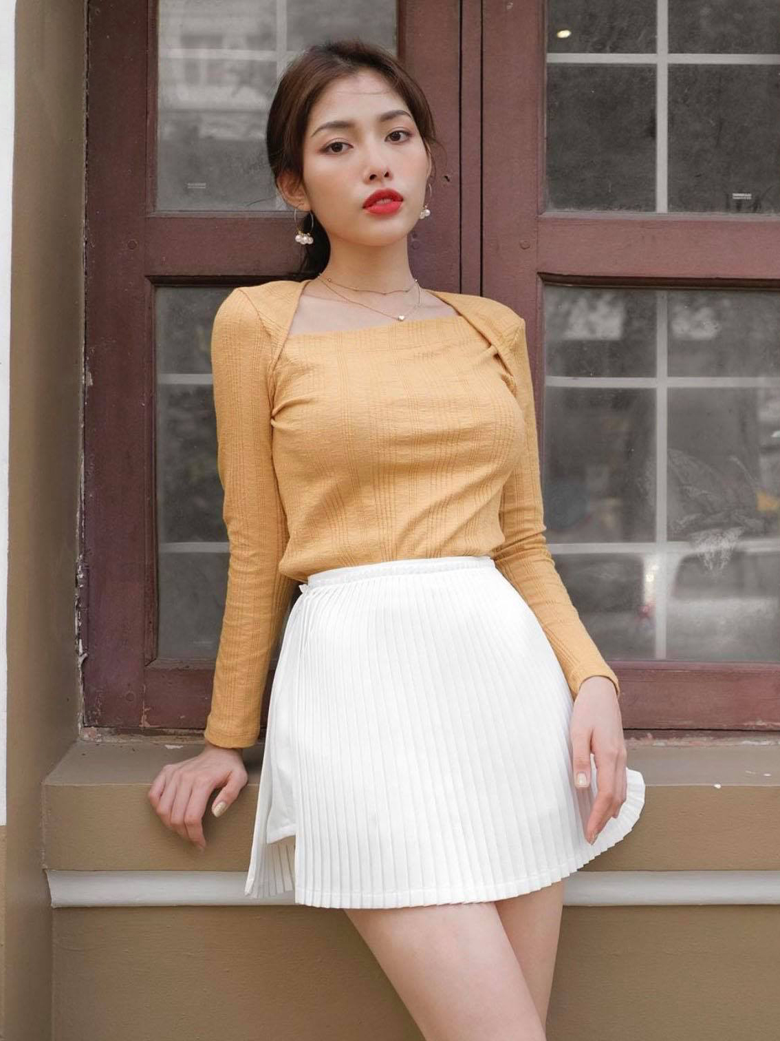 Chân váy dập ly ngắn cao cấp