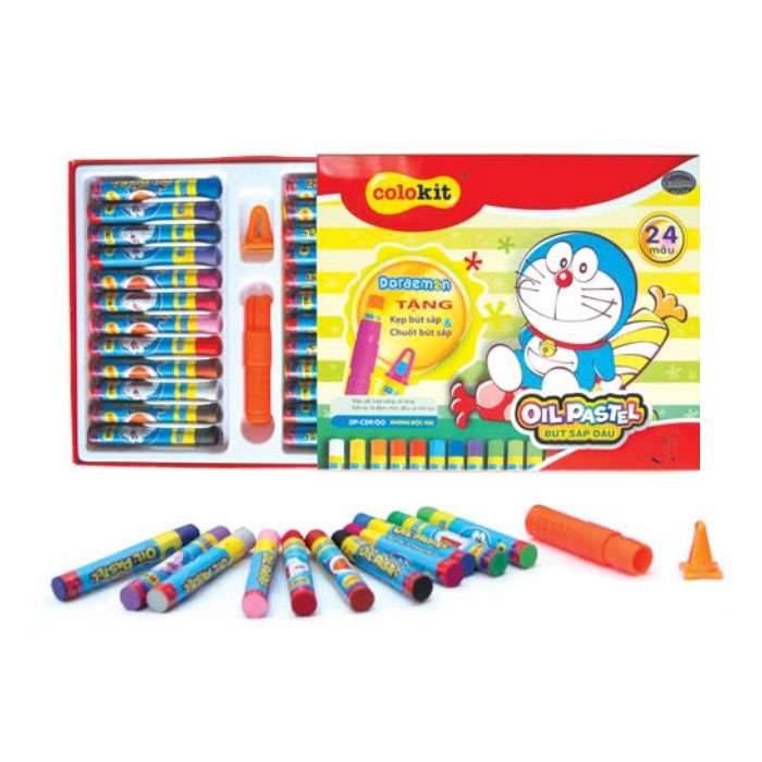 Hộp Bút Sáp Dầu Doraemon Colokit 12 18 24 màu