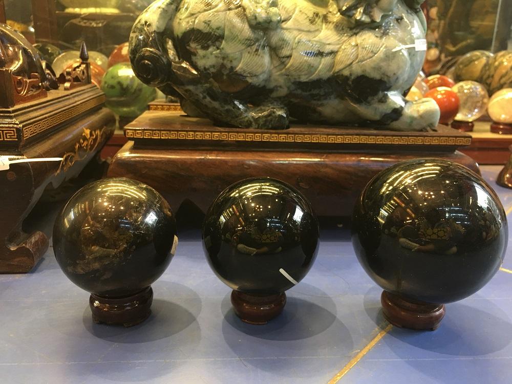 QUẢ CẦU PHONG THỦY THẠCH ANH ĐEN 8P