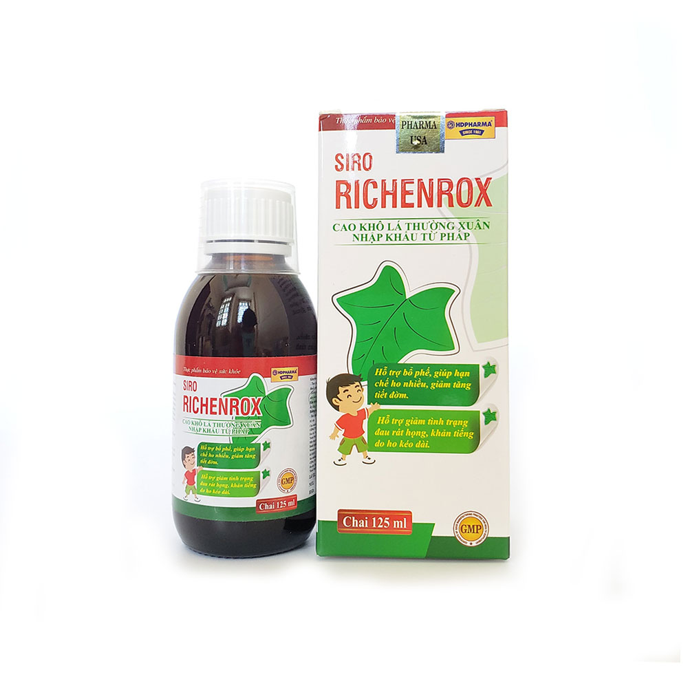 [HCM]Siro ho cho bé RICHENROX giảm ho tiêu đờm viêm họng viêm phế quản chai 125ml thành phần từ Cao lá thường xuân húng chanh