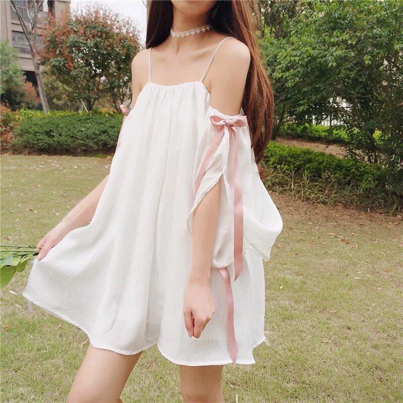 Đầm von hai dây tay ống phối nơ cực xinh TTS0223
