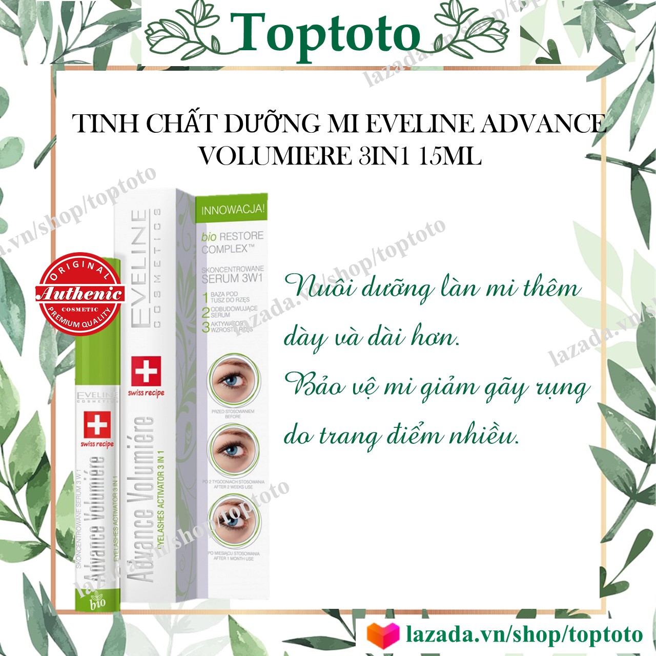 DƯỠNG KÍCH MI DÀY VÀ DÀI MI EVELINE 3IN1