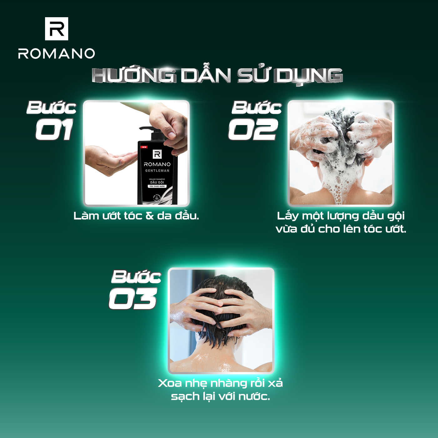 Combo 3 Dầu gội Romano 650g/chai