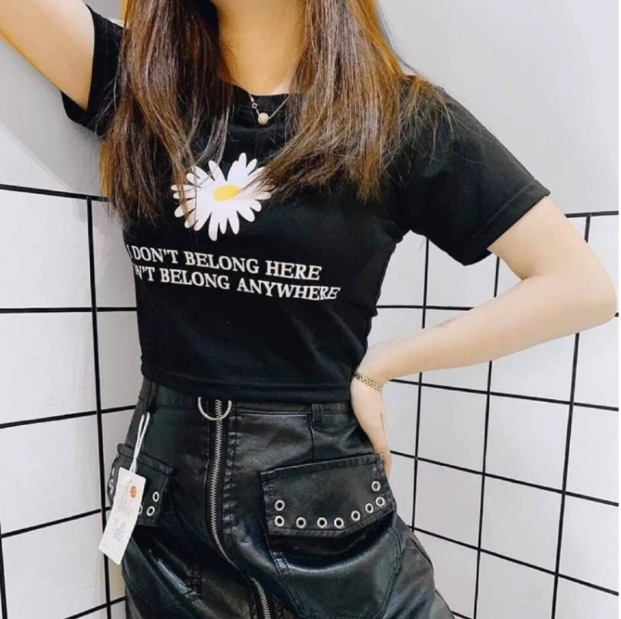 Áo croptop nữ hoa cúc chất thun cotton mềm mịn