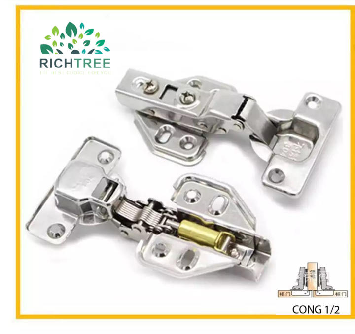 Bản lề inox 304 Thương hiệu logo Lucky.EU có giảm chấn chất liệu inox , có piston giảm chấn không lo gỉ, bền bỉ RT208