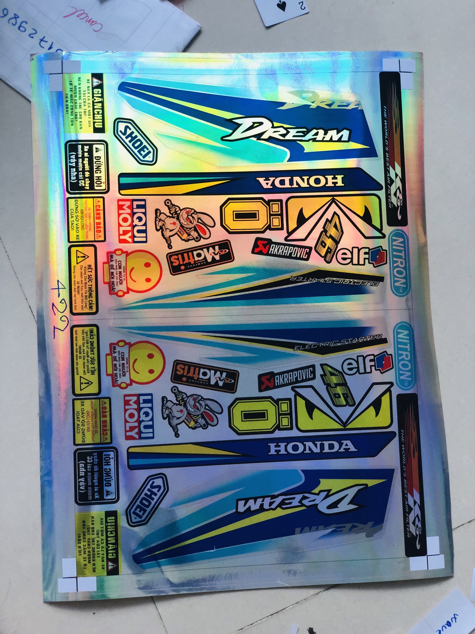 Tem xe DREAM DÁN XE BẠC CROM TITAN 7 MÀU