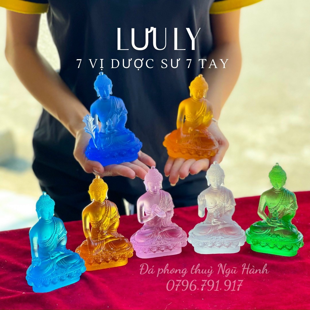 Bộ 7 phật dược sư đá lưu ly cao cấp, 7 vị 7 tay khác nhau - bán nguyên bộ không bán lẻ