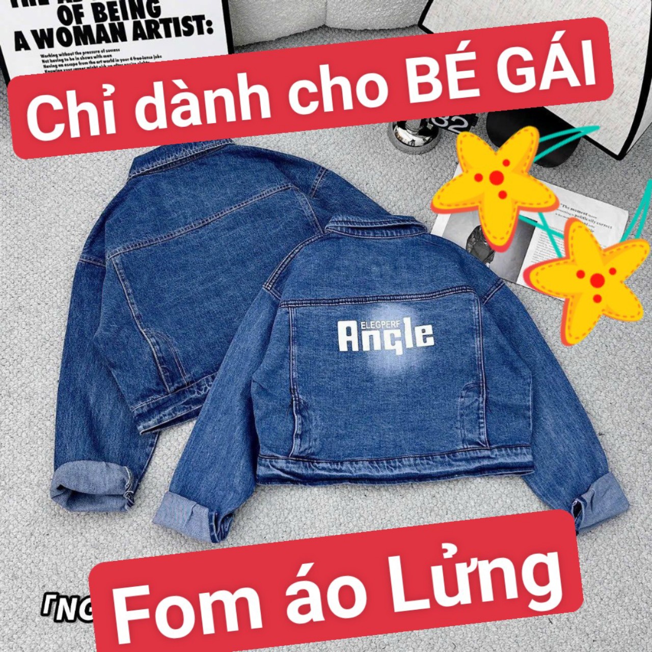 Áo khoác jean cao cấp thời trang cá tính cho bé trai/gái 7-50kg