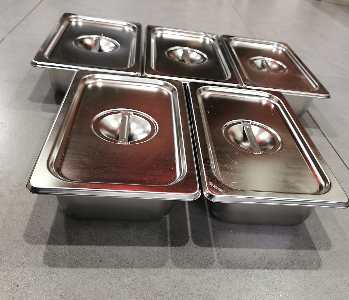 Combo 5 Khay Inox Đựng Thạch Topping Đựng Thực Phẩm GN 1/4
