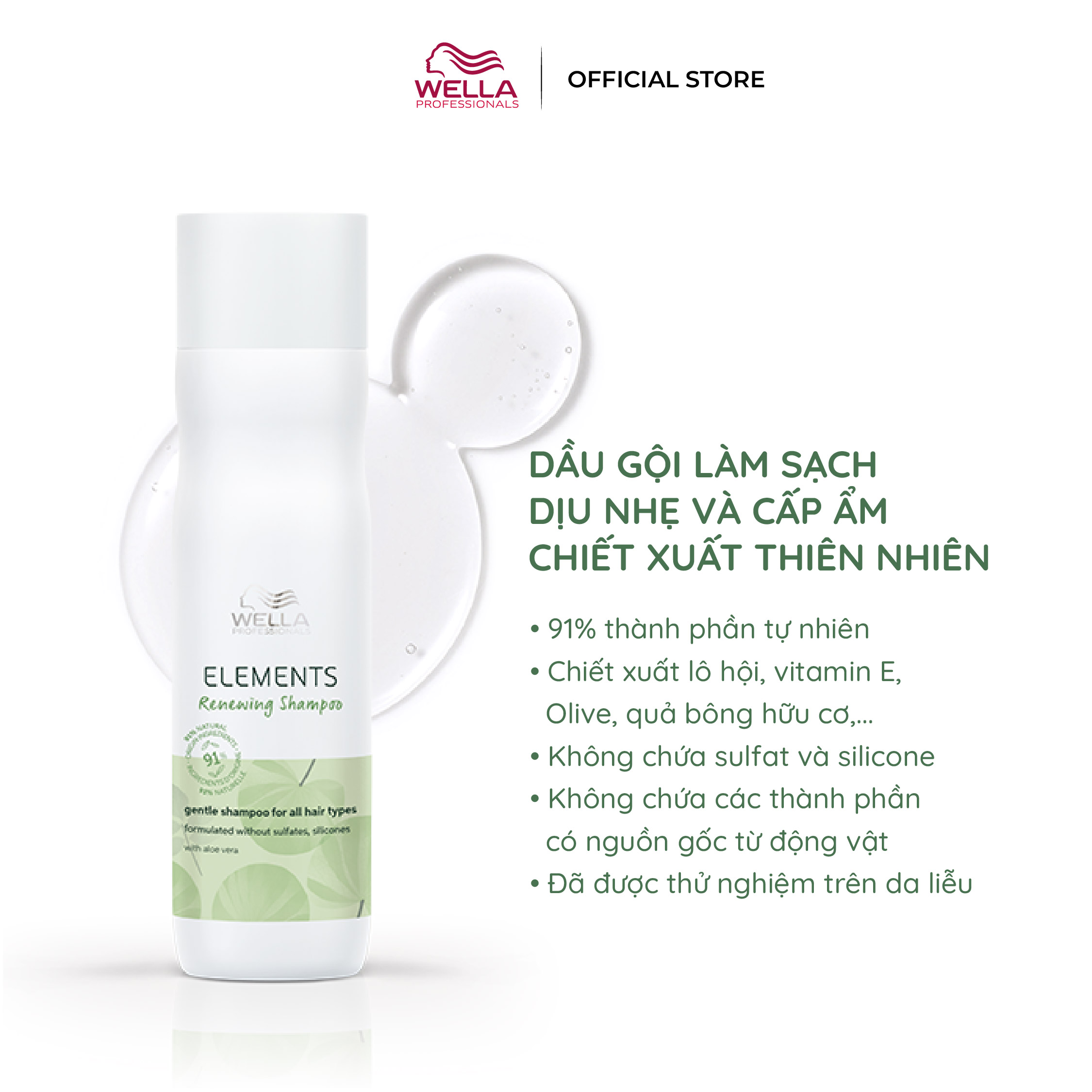 Dầu Gội Wella Elements Phục Hồi Độ Ẩm, Nuôi Dưỡng Và Bảo Vệ Sợi Tóc Cao Cấp Renewing Shampoo 250ml-1000ml
