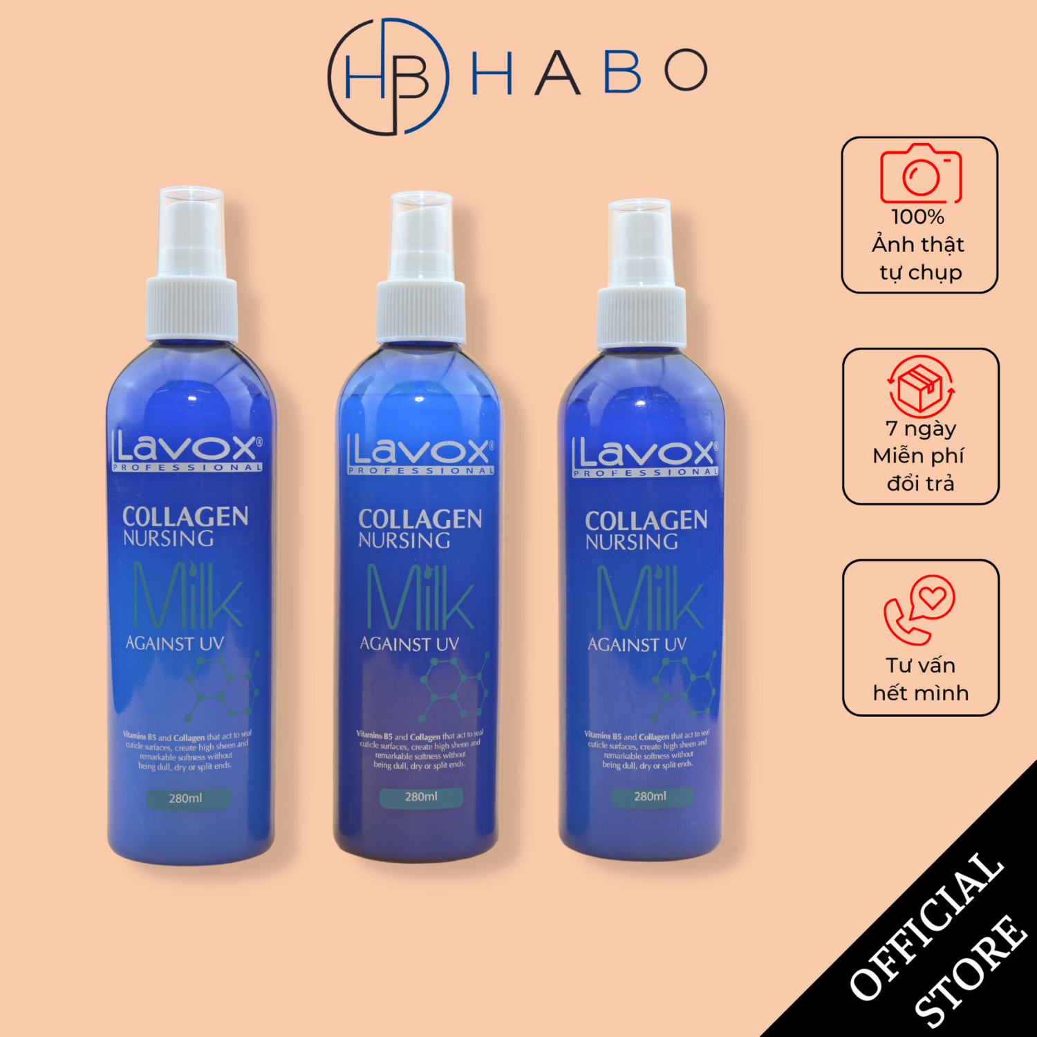 Xịt dưỡng tóc Lavox Collagen chống tia UV siêu bảo vệ tóc (dạng sữa 280ml)