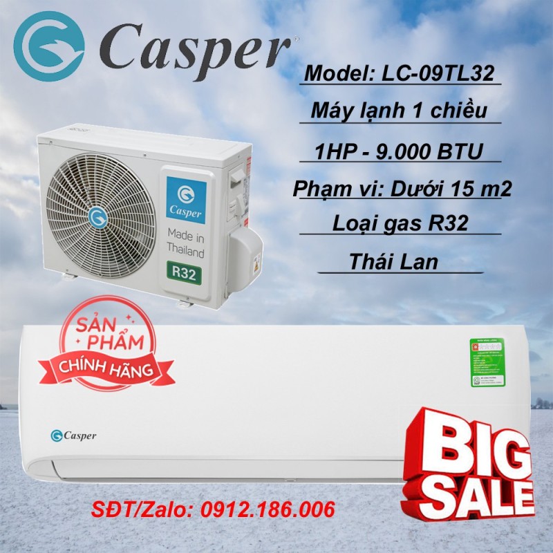 Máy lạnh Casper 1 HP - 9.000BTU LC-09TL32 - Hàng chính hãng (LIÊN HỆ VỚI NGƯỜI BÁN ĐỂ ĐẶT HÀNG)