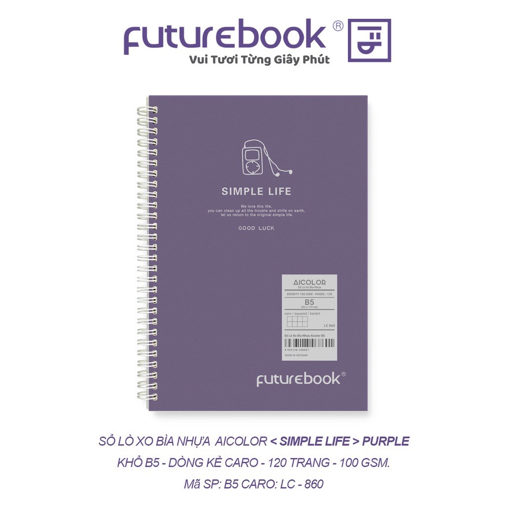B5 aicolor plastic spiral notebook, squared inner paper, planner office school supplies, futurebook stationery.
