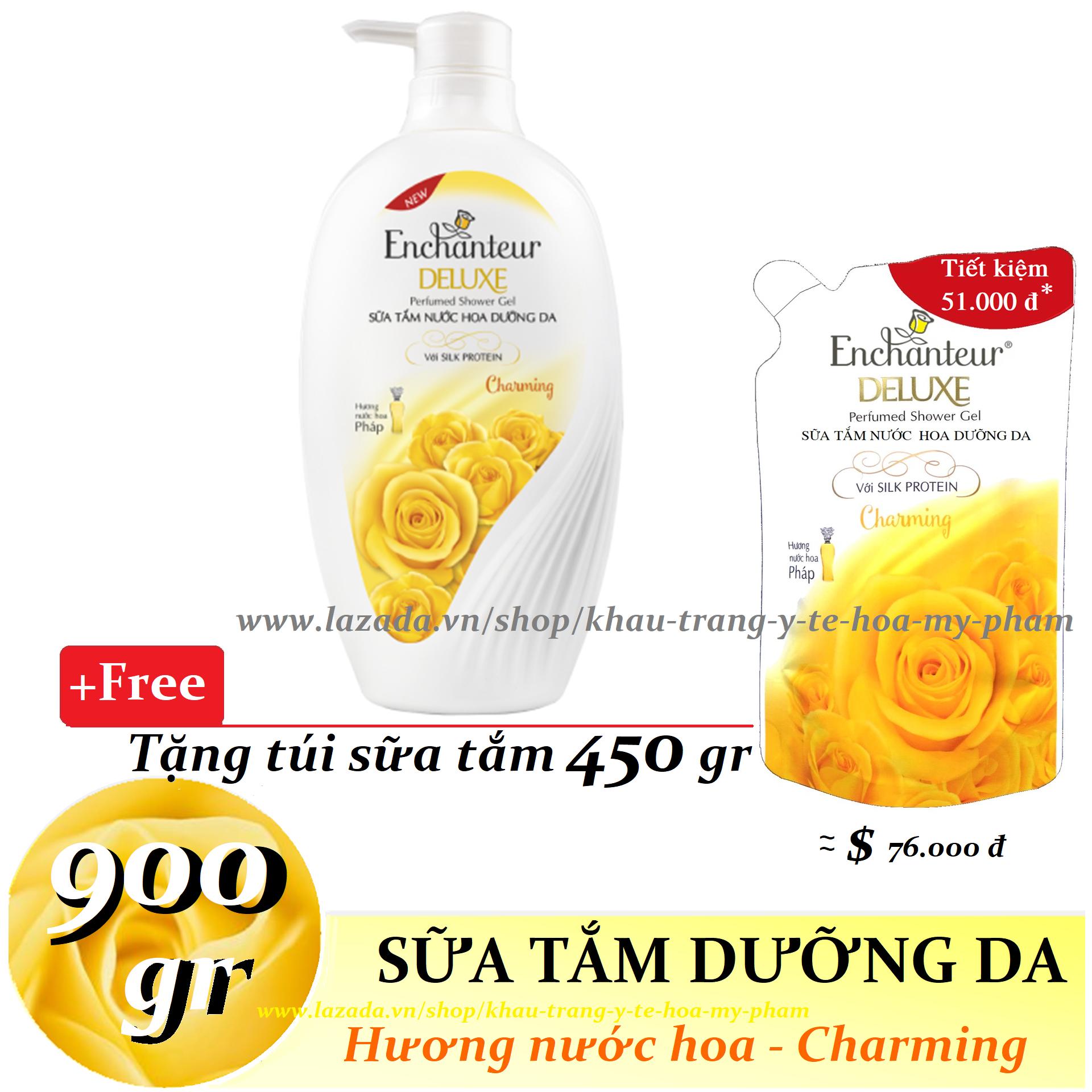 [HCM]Enchanteur - Sữa tắm hương nước hoa dưỡng da Charming 900 gr + Tặng Túi sữa tắm 450 gr