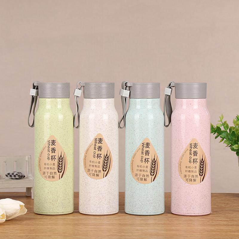 Bình nước thủy tinh giữ nhiệt 420ml có vỏ bọc lúa mạch