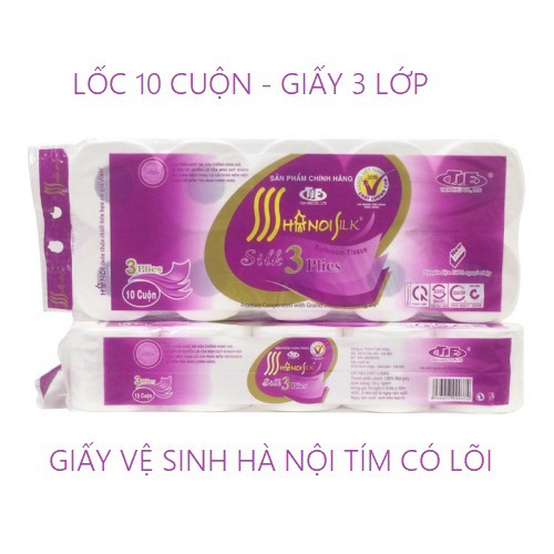 GIẤY VỆ SINH HÀ NỘI TÍM 3 LỚP CÓ LÕI