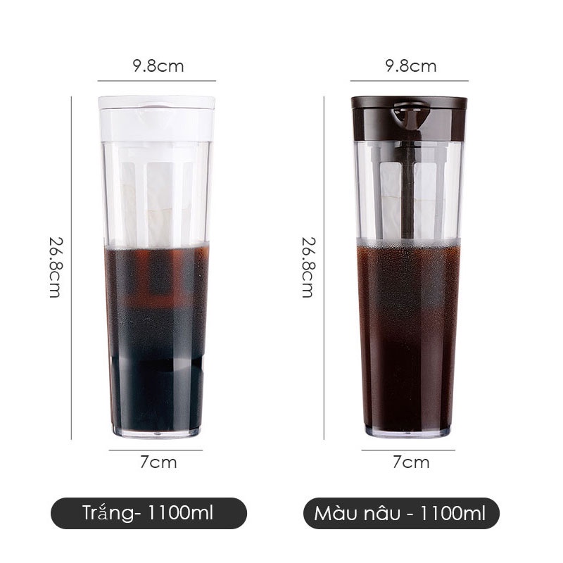 Bình pha cà phê Cold Brew Bình pha cafe cà phê ủ lạnh 1100ml Bình pha trà ABS Vòng đệm silicon dày dặn Phin pha cafe ​Coffee maker DODO