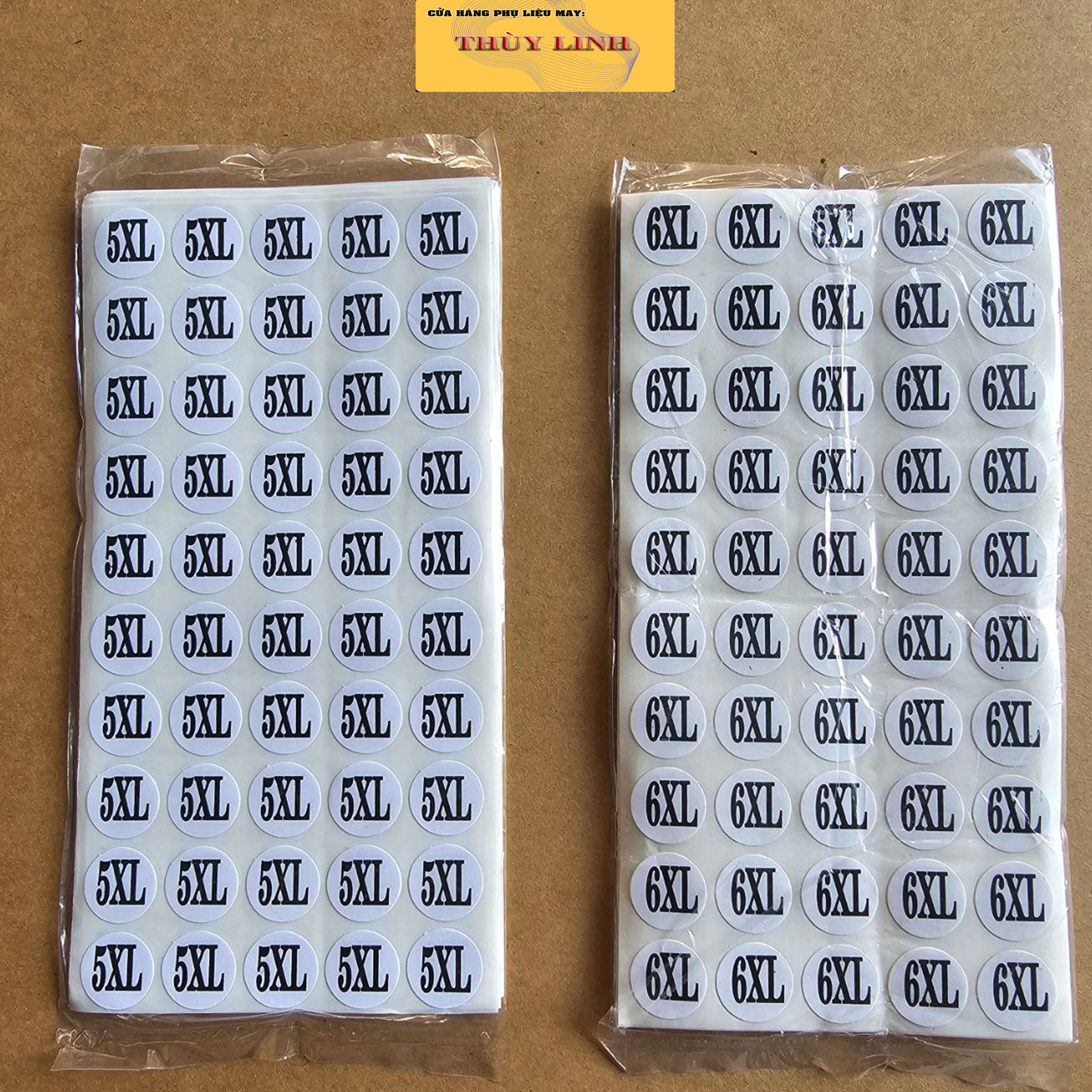 Tem Size Dán Quần Áo Từ XS Đến 8XL ( 10 tờ - 500 tem )