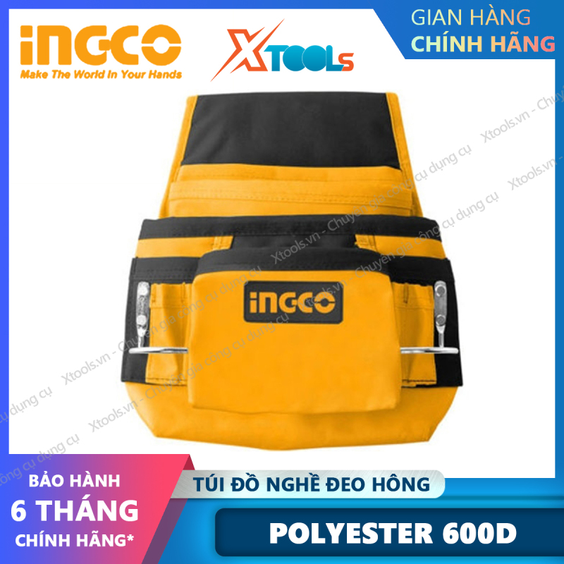 Túi đựng đồ nghề đeo hông INGCO HTBP01011 32x28cm, túi đựng dụng cụ phụ kiện polyester 600D có khoá cài siêu bền chắc [XTOOLs][XSAFE]