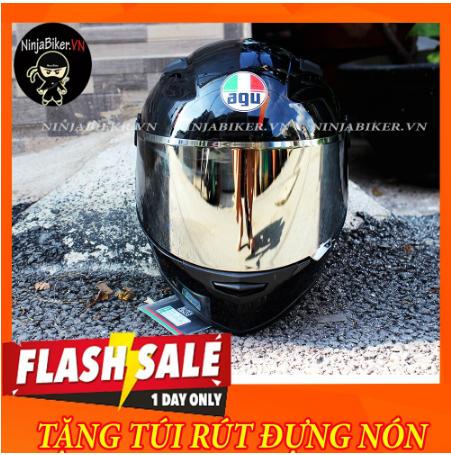 [HOT TREND]  MŨ BẢO HIỂM FULLFACE AGU ĐEN BÓNG + ĐUÔI GIÓ