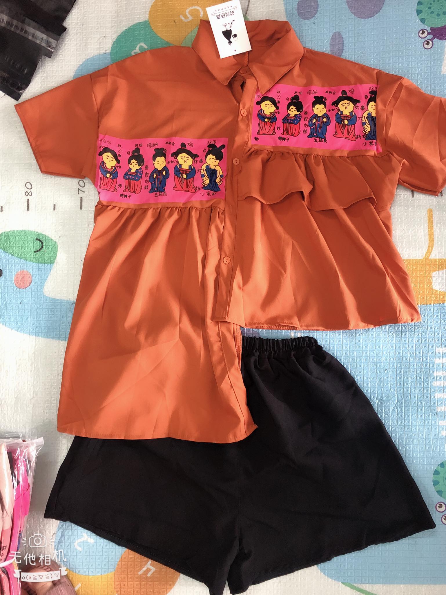Set bộ đùi áo sơ mi lệch tà phối quần đùi lưng thun