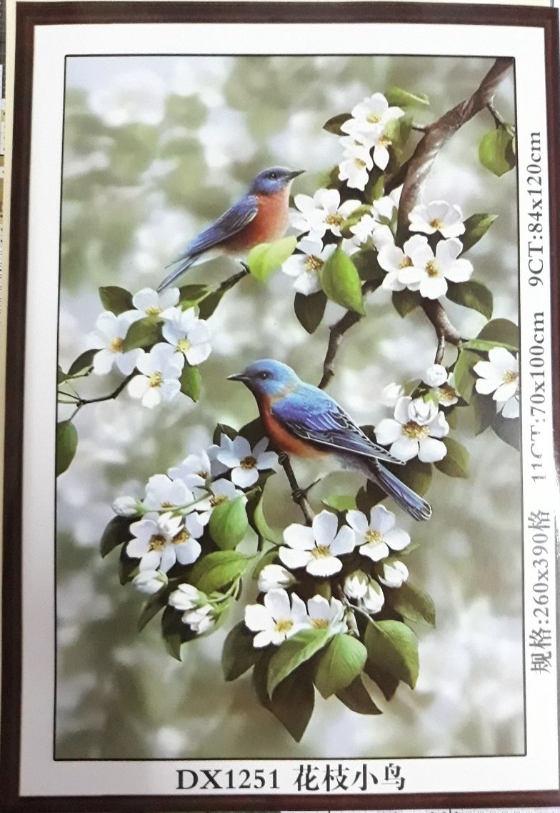 Tranh thêu chữ thập - thêu kín - đôi chim - kt: 70*100cm _dx1251_ chưa thêu