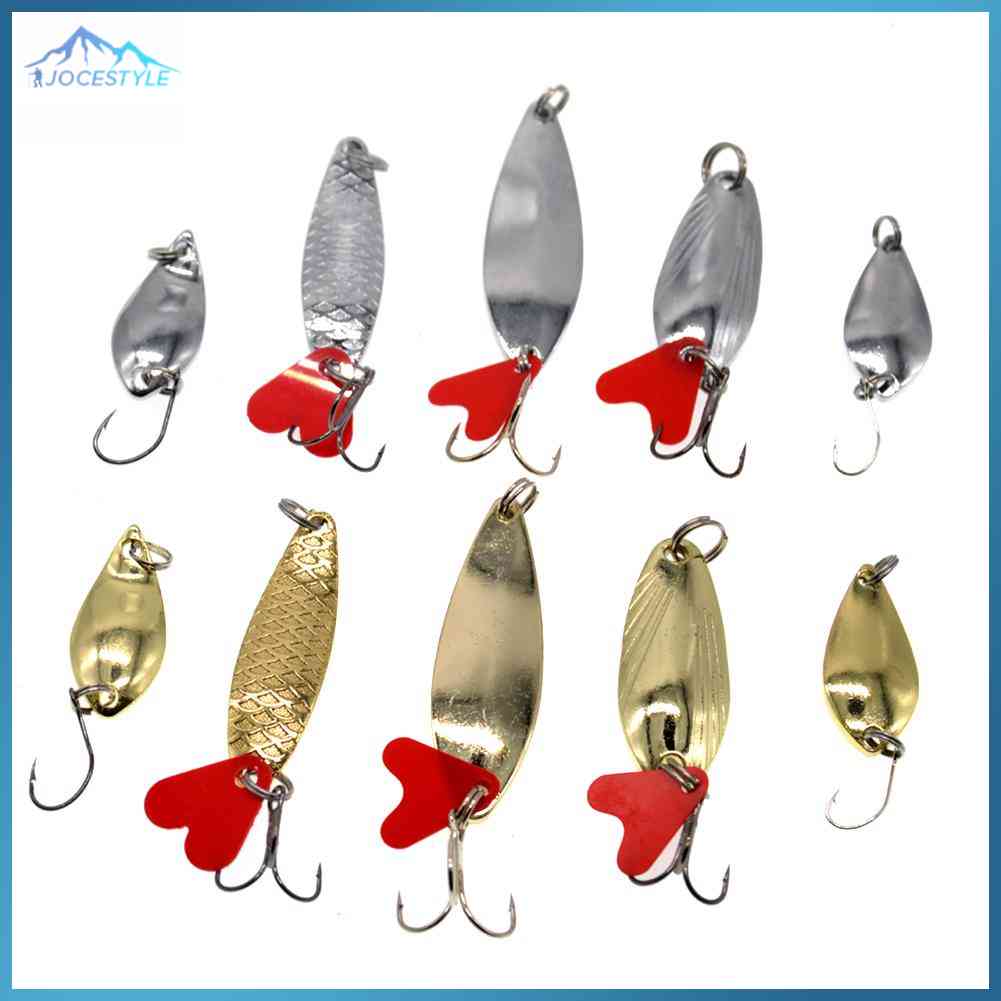 10pcs/pack Fishing Lures Spoon Bait Set Metal Hard Bait Lure Kit with Box
