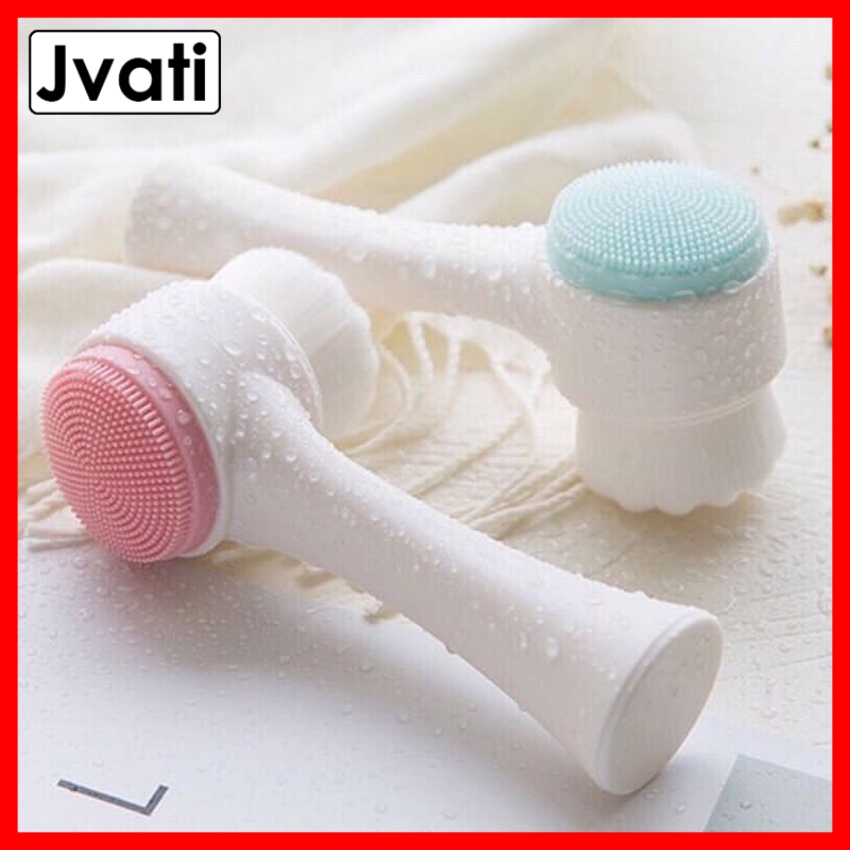 [YÊU THÍCH]Cọ rửa mặt massage 2 đầu cầm tay silicon - Jvati