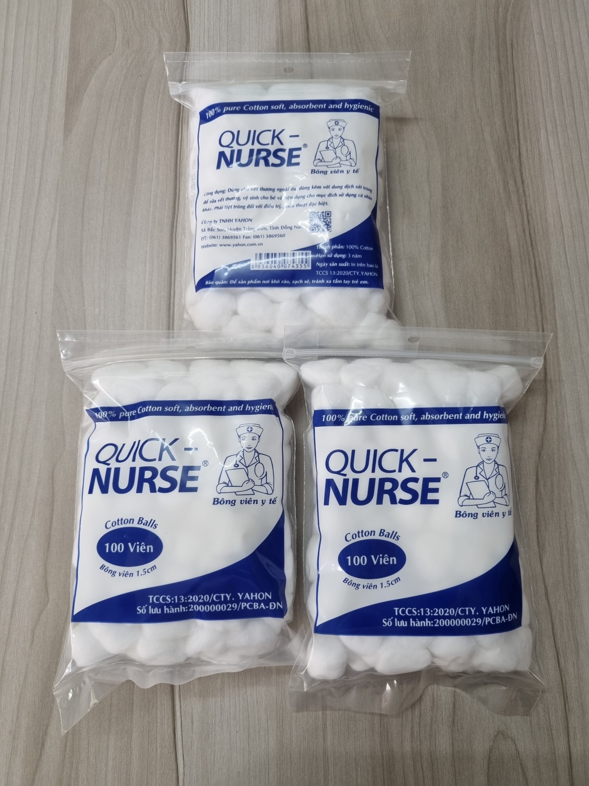 Bông viên y tế QUICK NURSE - Túi 100 viên