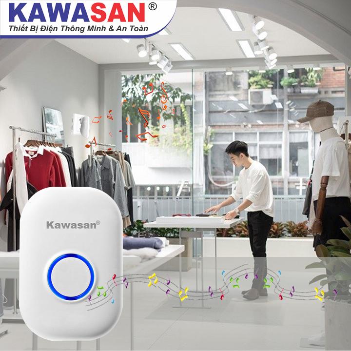 Chuông báo khách không dây, đầu cảm ứng phát hiện chuyển động 4-6m dùng Pin, chuông không dây dùng điện 220V, khoảng cách từ đầu cảm ứng đến chuông xa 10-30m, Kawasan i287A