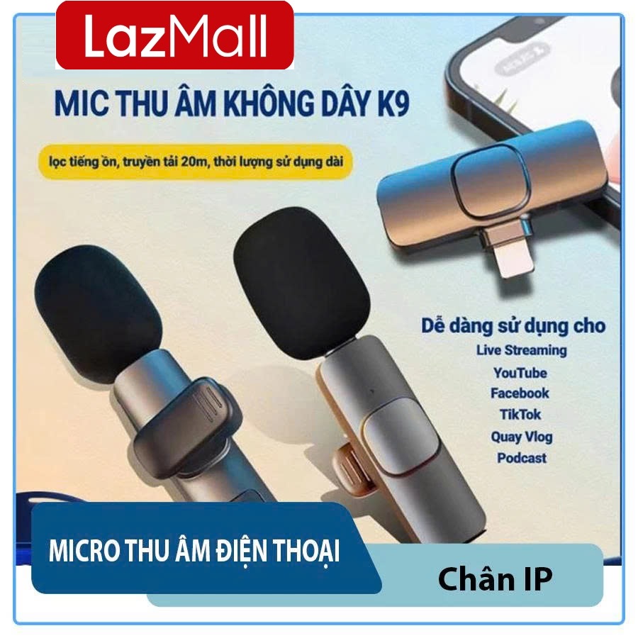 LazMall Xịn Nhất Micro Thu Âm Không Dây (1 Mic iOS, 2 Mic iOS) Khử Tiếng Ồn Để Livestream Ghi Âm Quay Video Mic Điện Thoại Nhỏ Gọn Cài Áo, Dễ Dàng Sử Dụng Cho: Live Streaming, Phỏng vấn, Vlog, Blog, Podcast…